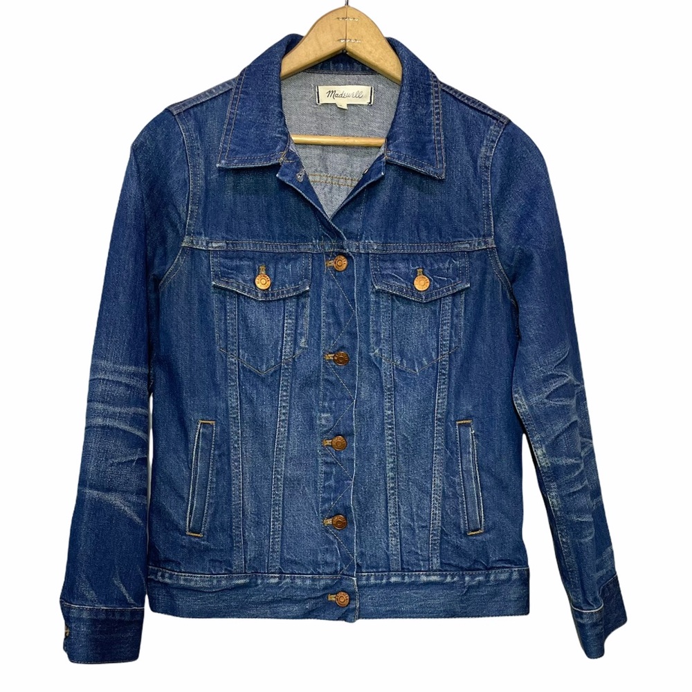 Madewell The Jean Jacket in Briarwood Wash Small S Dark Wash Denim Classic H8341